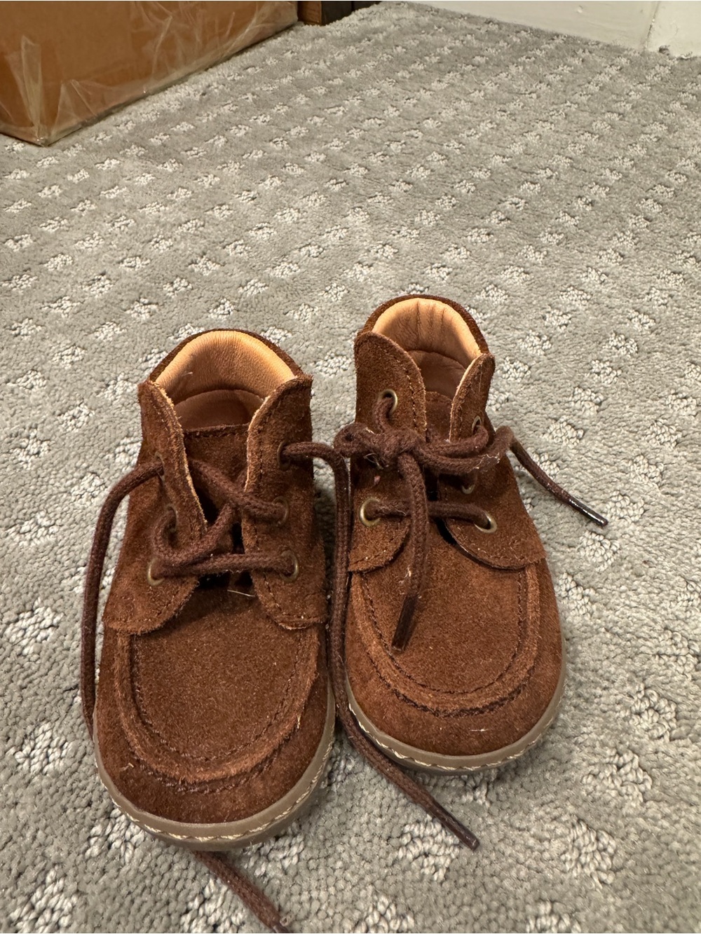 Toddler Brown Suede Moccasin Lace-Up Shoes